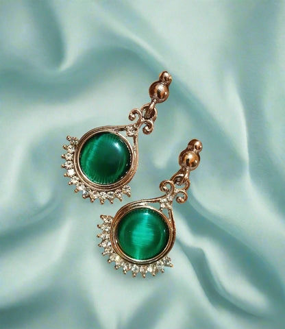 Dainty emerald green rosegold Stud Statement Earrings,  Teardrop Earrings, emerald greenEarrings, Wedding Jewelry, Bridesmaid Gift BELK007f-PunnagaiDJ