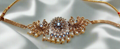 Stunning antique White Kundan studded Designer Peacock Style choker
