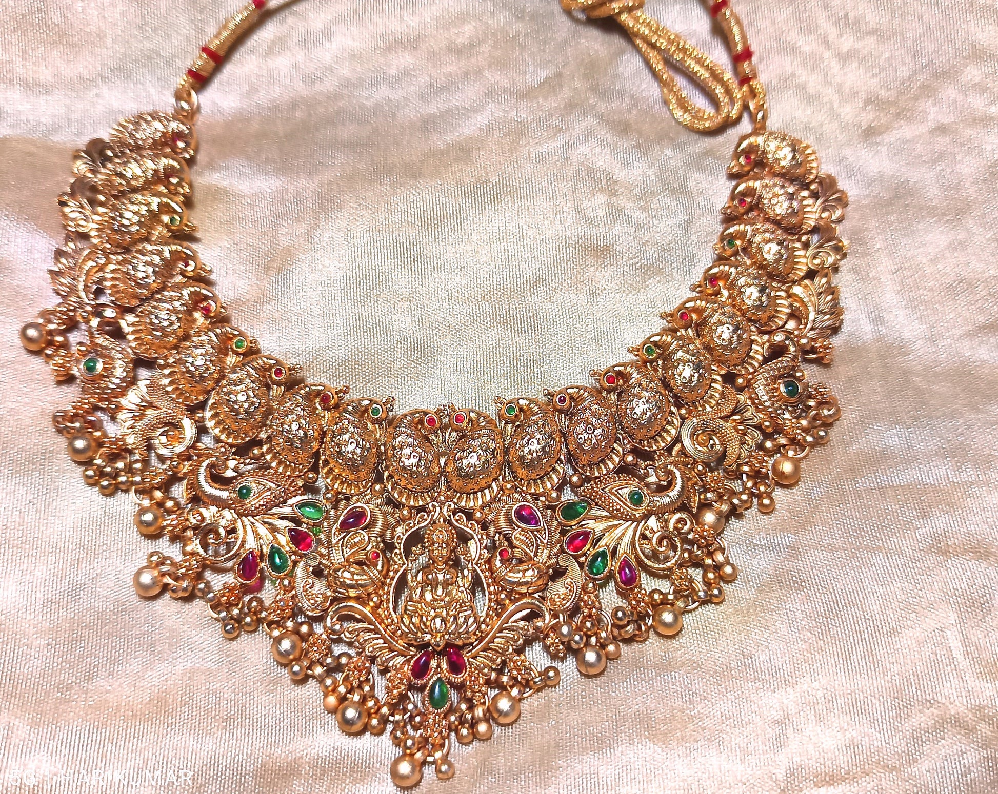Engrossing antique heavy Choker lakshmi peacock