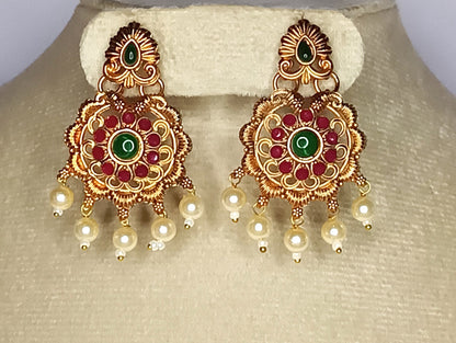 Gleaming Antique sequence red stone Haram set