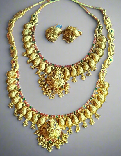 Brilliant Antique heavy lakshmi peacock Haram set