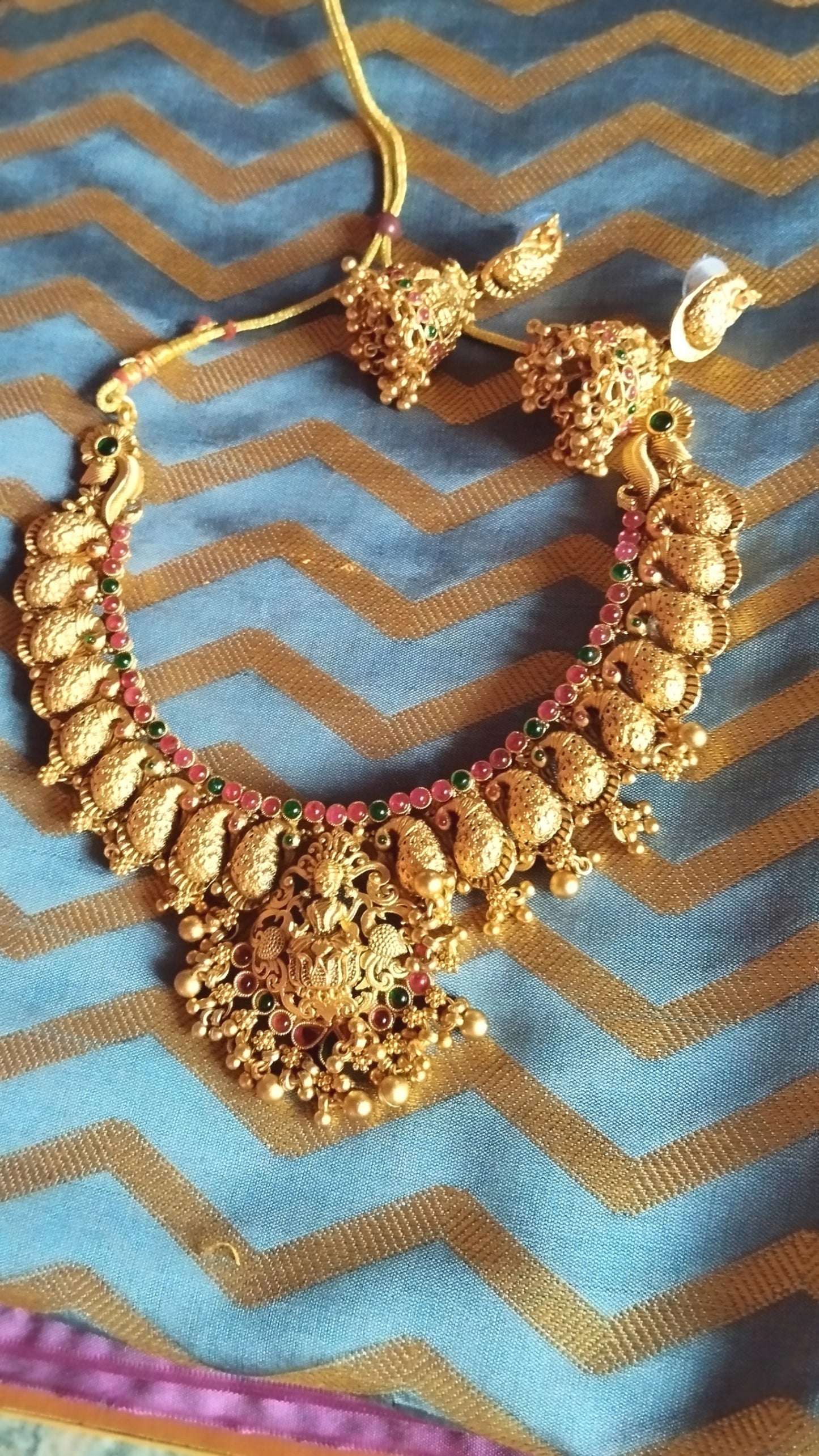 Brilliant Antique heavy lakshmi peacock Haram set