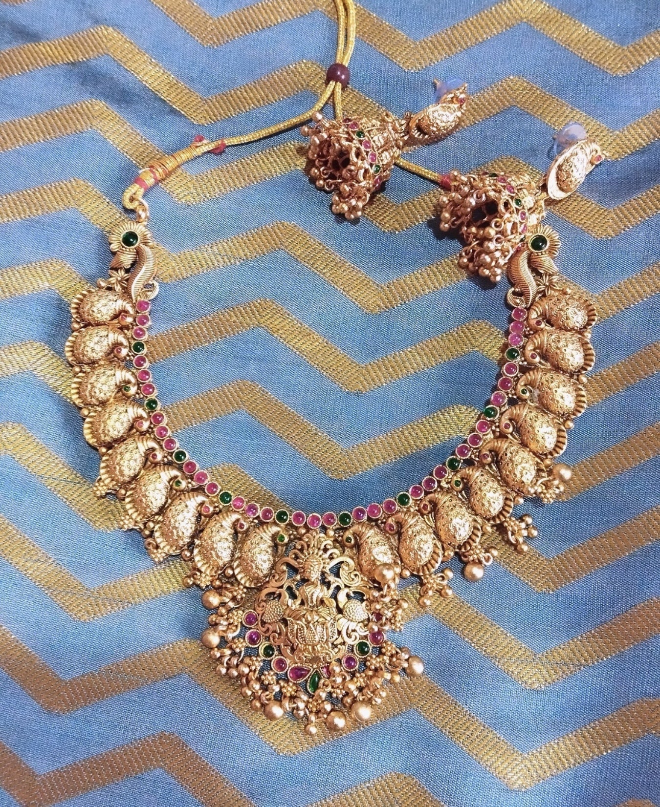 Brilliant Antique heavy lakshmi peacock Haram set