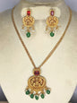 Gold Chain with lakshmi pendent and ruby and Emerlad
