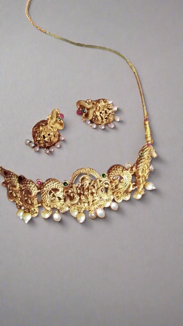 Mesmerizing Antique Choker lakshmi _6peacock_heart-PunnagaiDJ