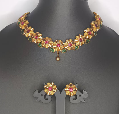 Modern Jewellery Gold plated Flower leaf sequence