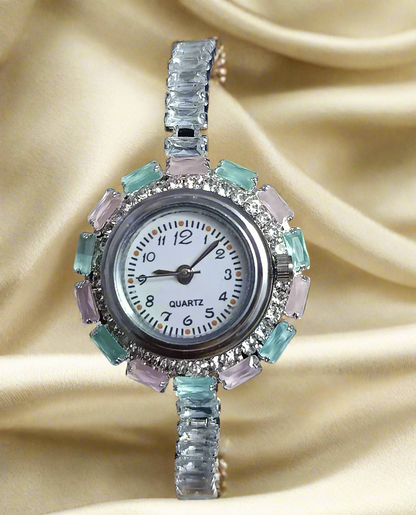 Elegant White metal Watch Bracelet with AD stone