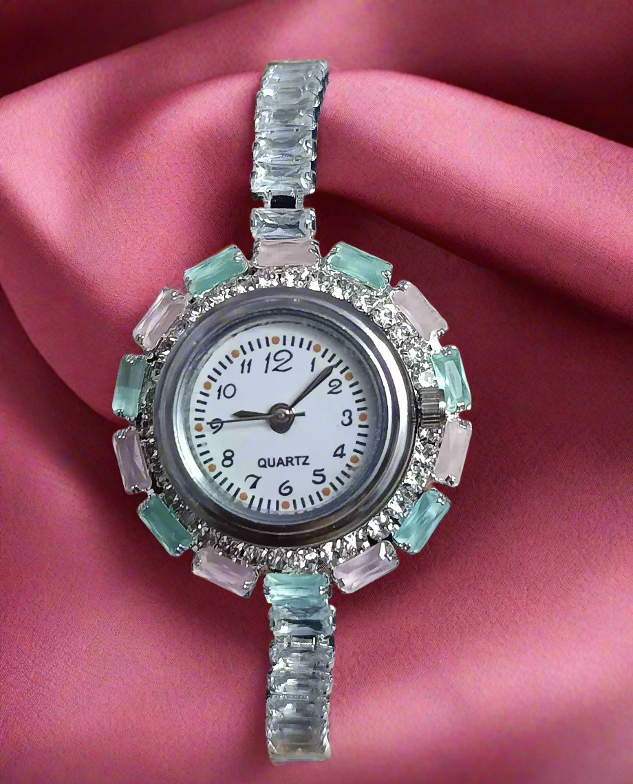 Elegant White metal Watch Bracelet with AD stone