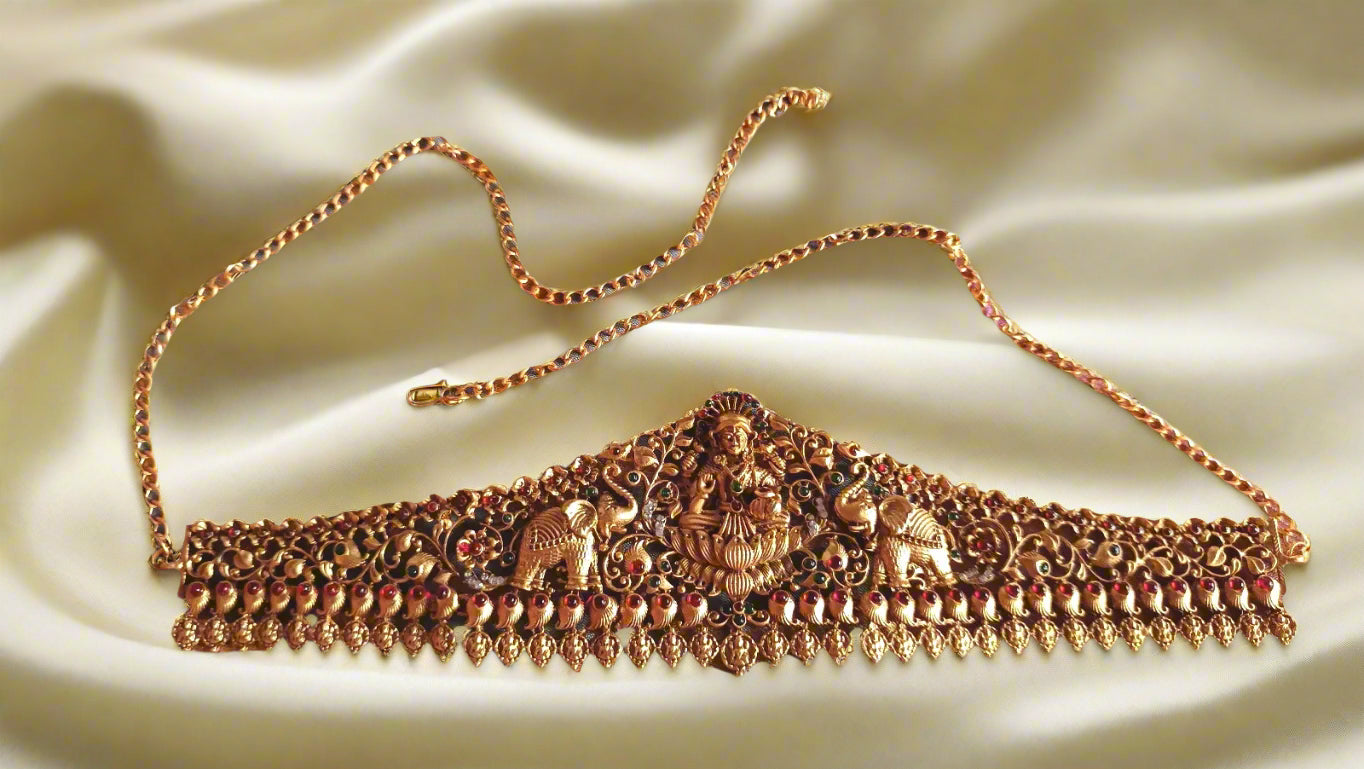 Stunning Antique Lakshmi Elephant beads waist belt