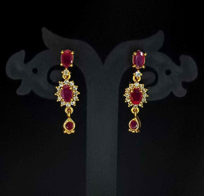 Stunning Hanging 2drops Ruby earring