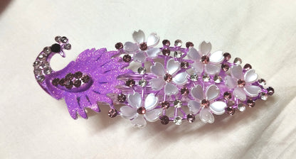 Peacock Hair clipswith Multi color  stones