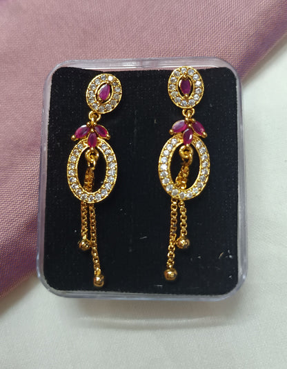 Enchanting 2string Ruby Hanging earring