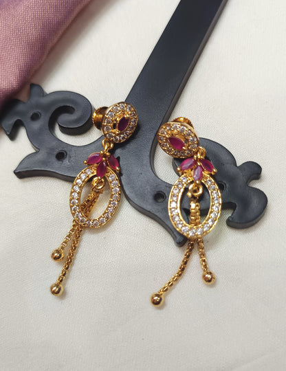 Enchanting 2string Ruby Hanging earring