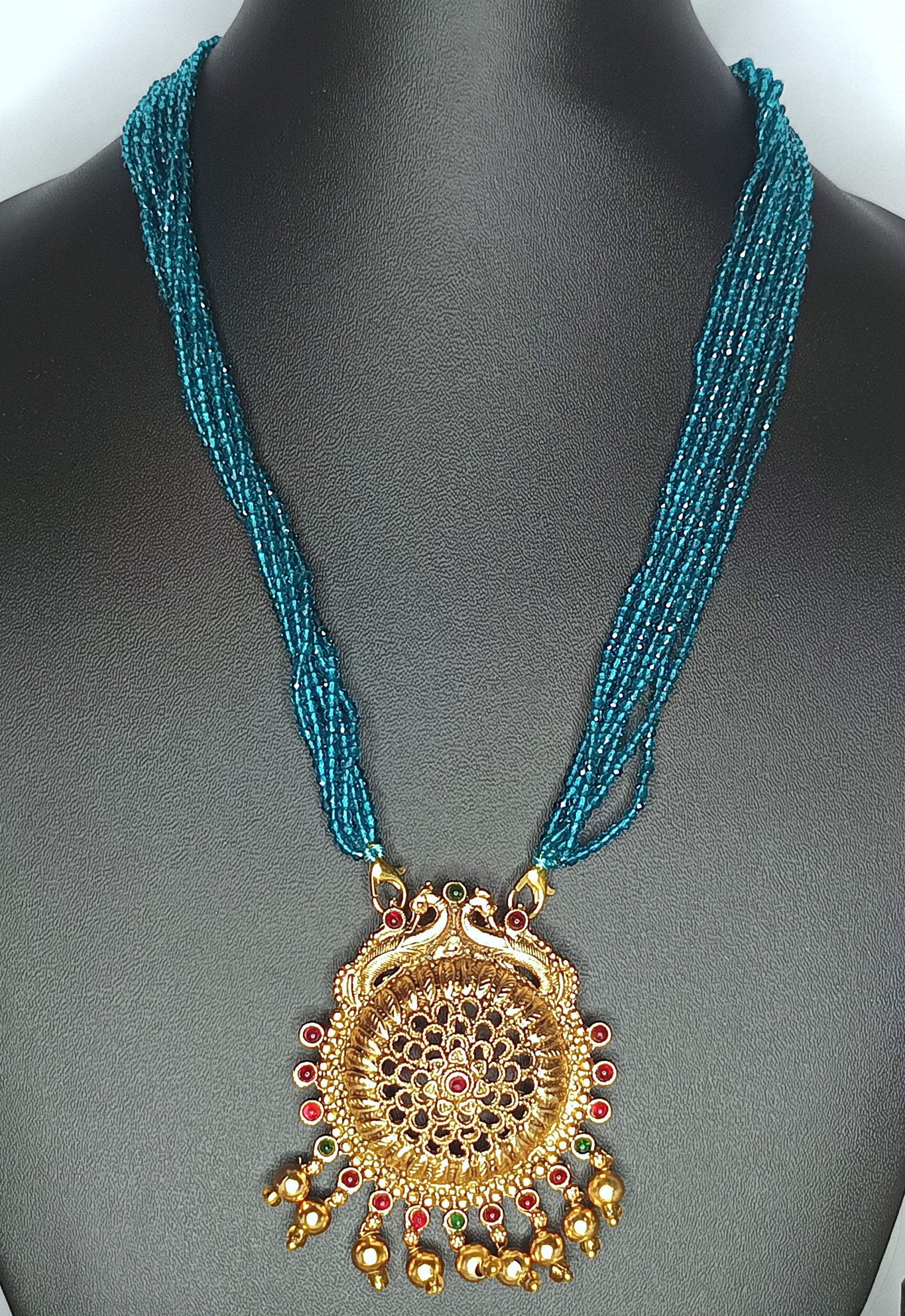 Rama Blue Crystal bead pendent Chain