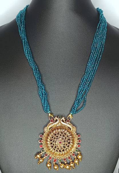Rama Blue Crystal bead pendent Chain