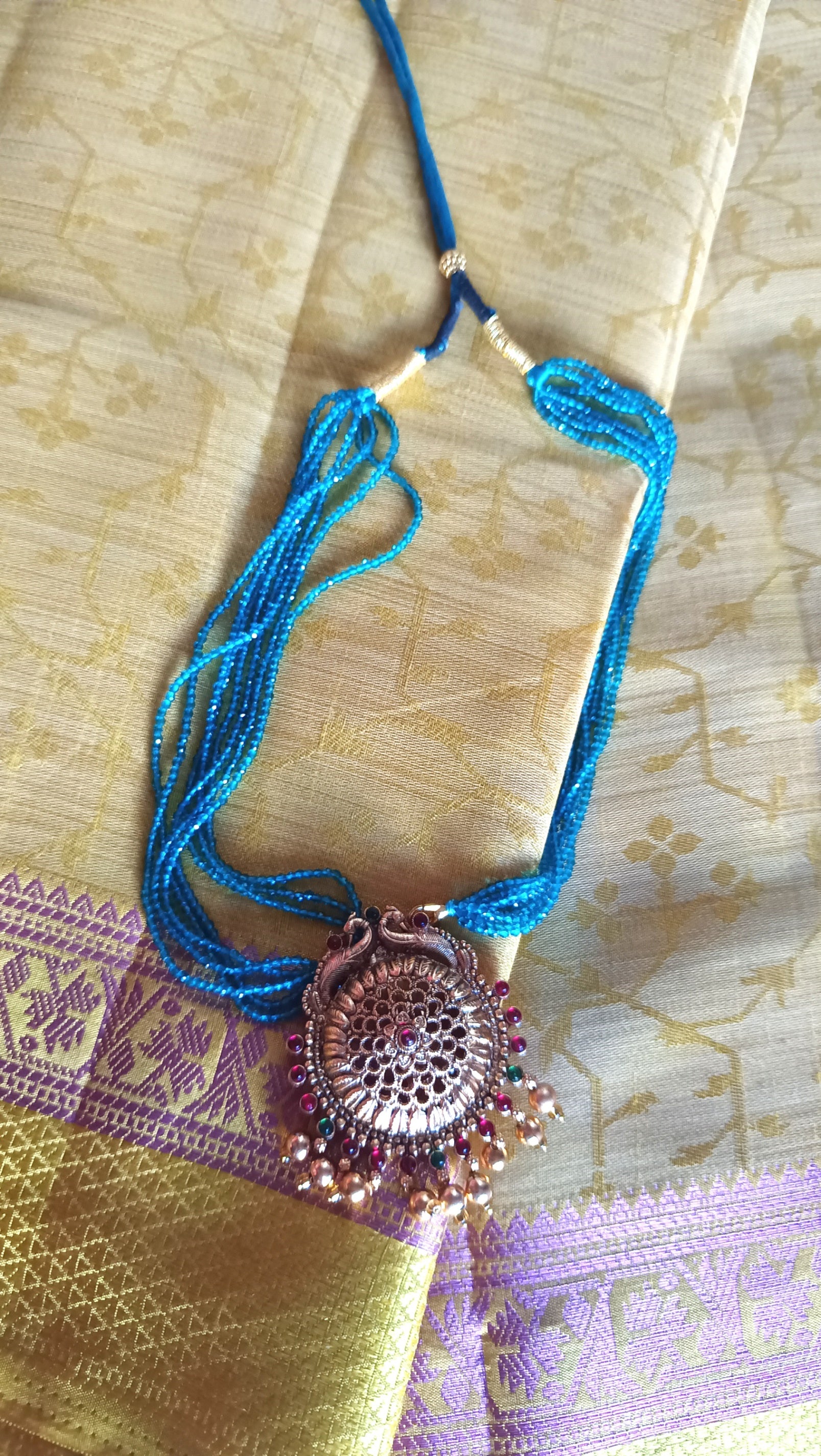 Rama Blue Crystal bead pendent Chain