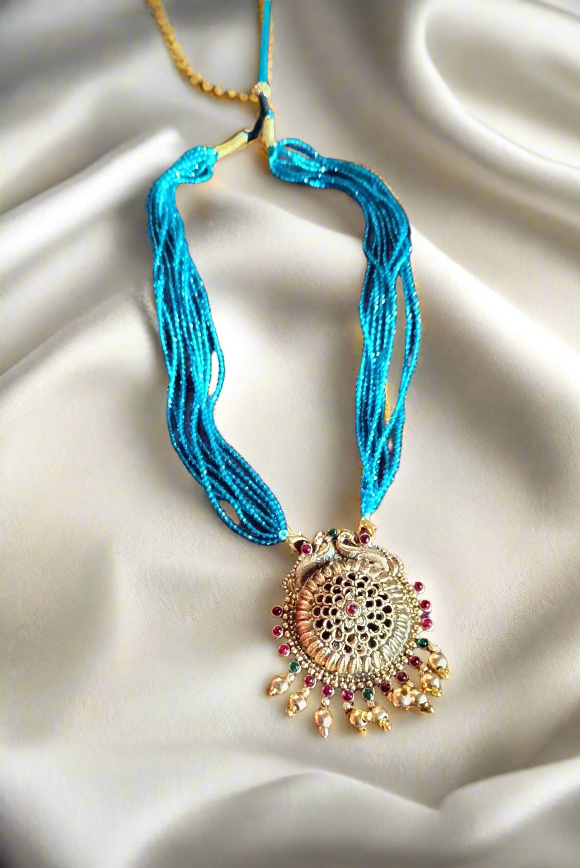 Rama Blue Crystal bead pendent Chain