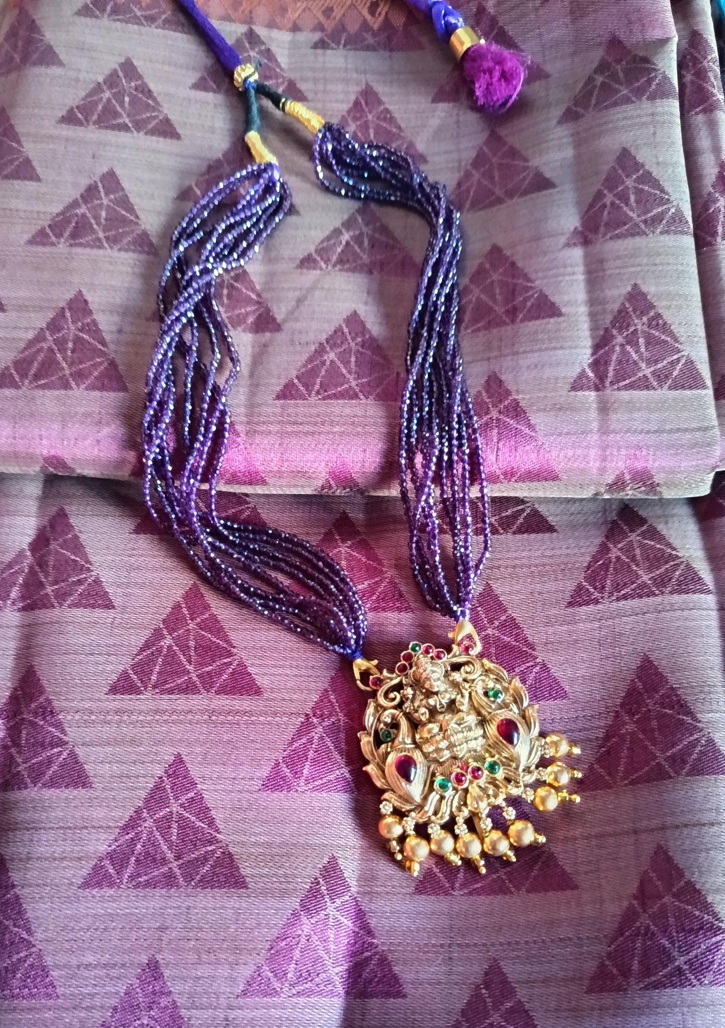 Purple Crystal bead pendent Chain