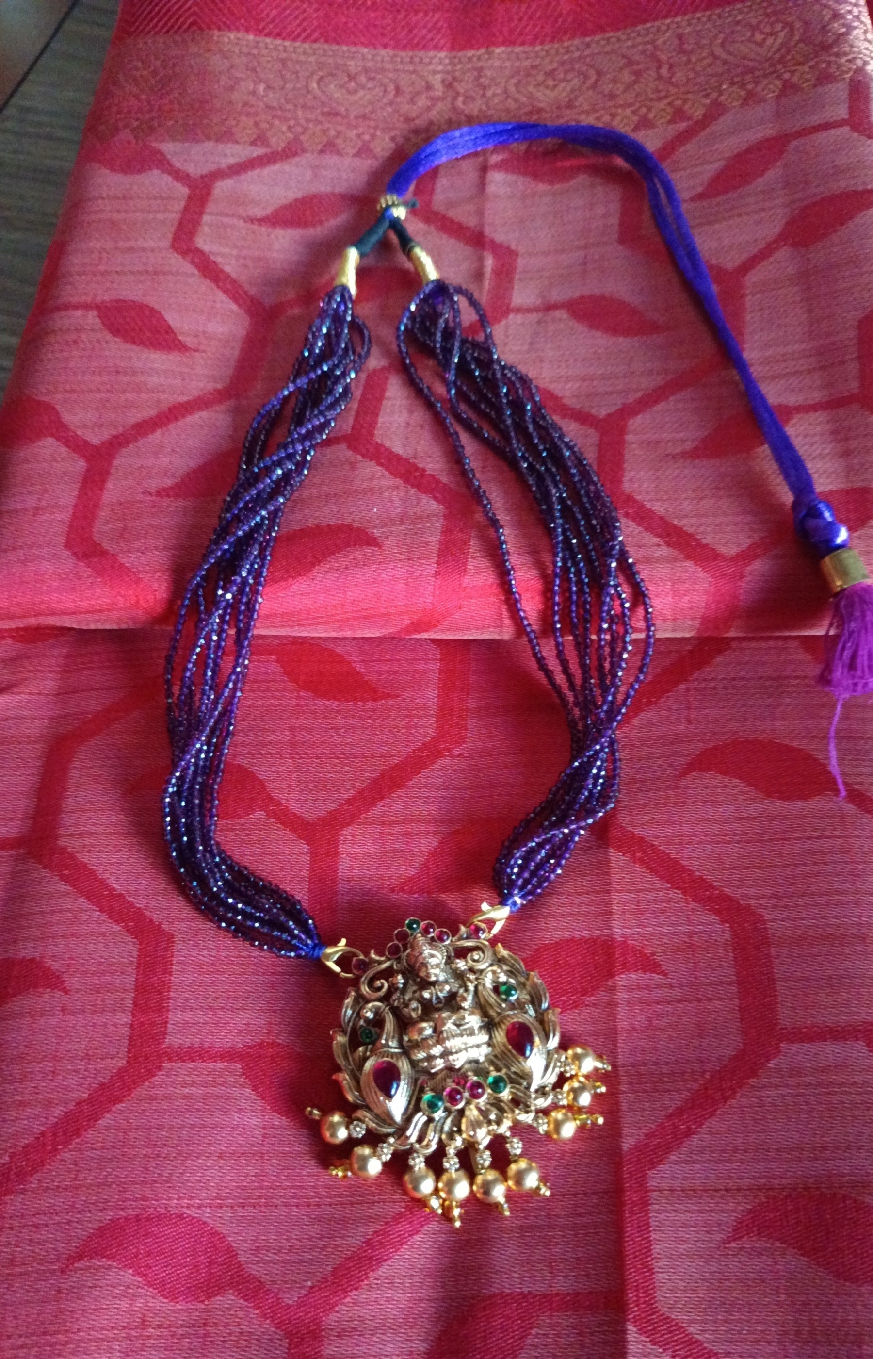 Purple Crystal bead pendent Chain