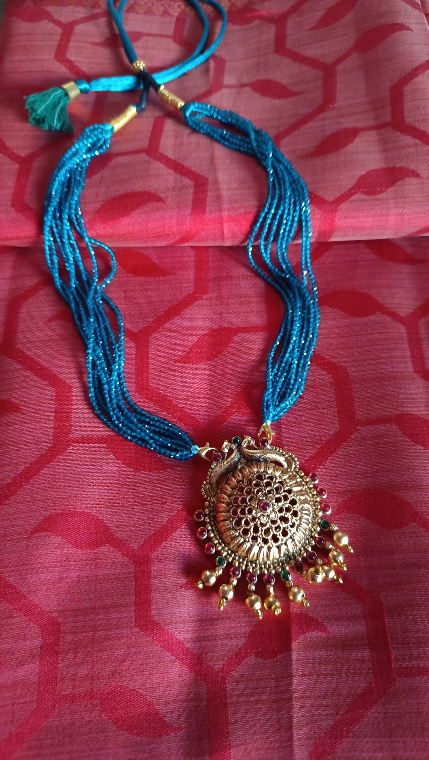 Rama Blue Crystal bead pendent Chain