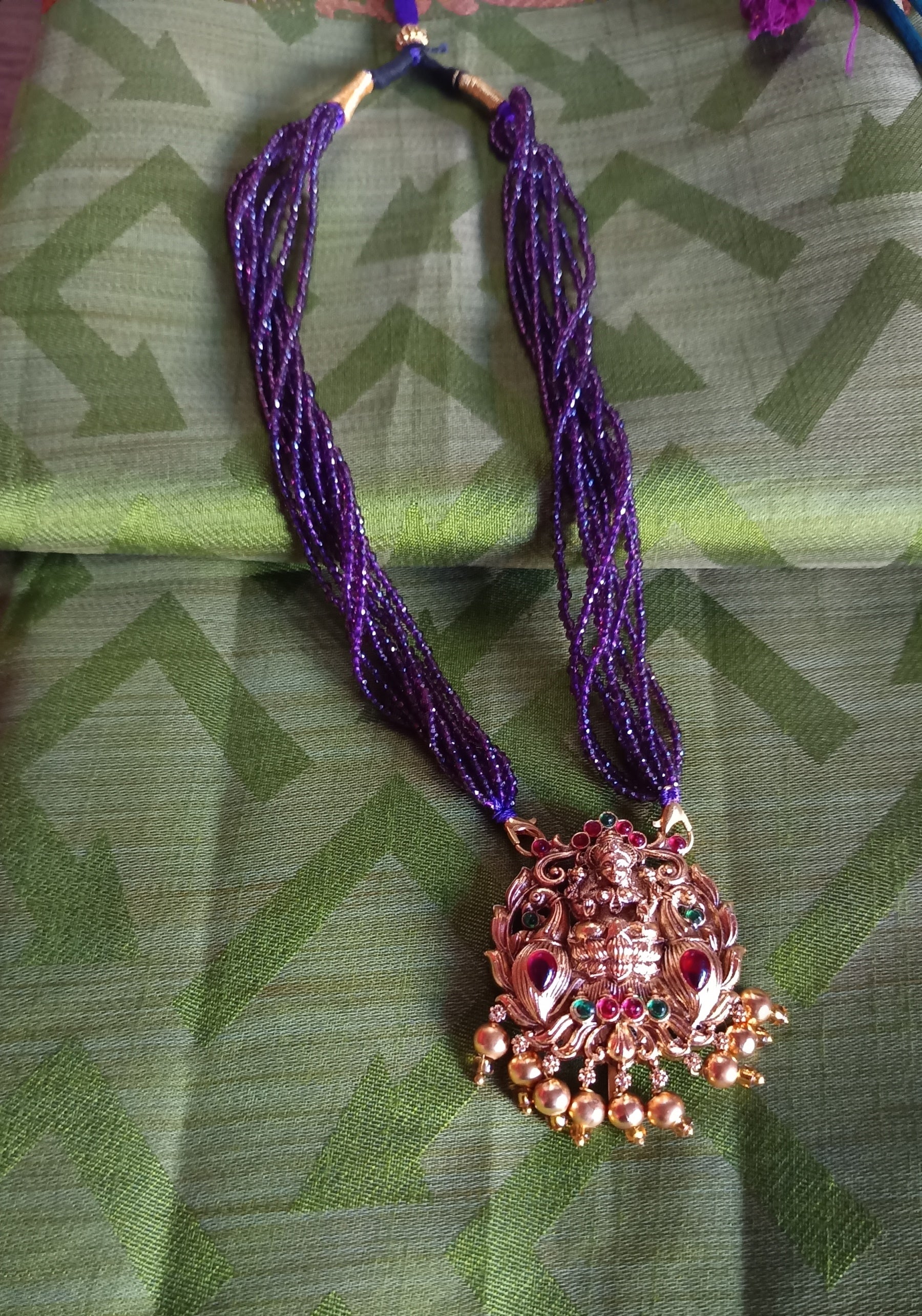 Purple Crystal bead pendent Chain