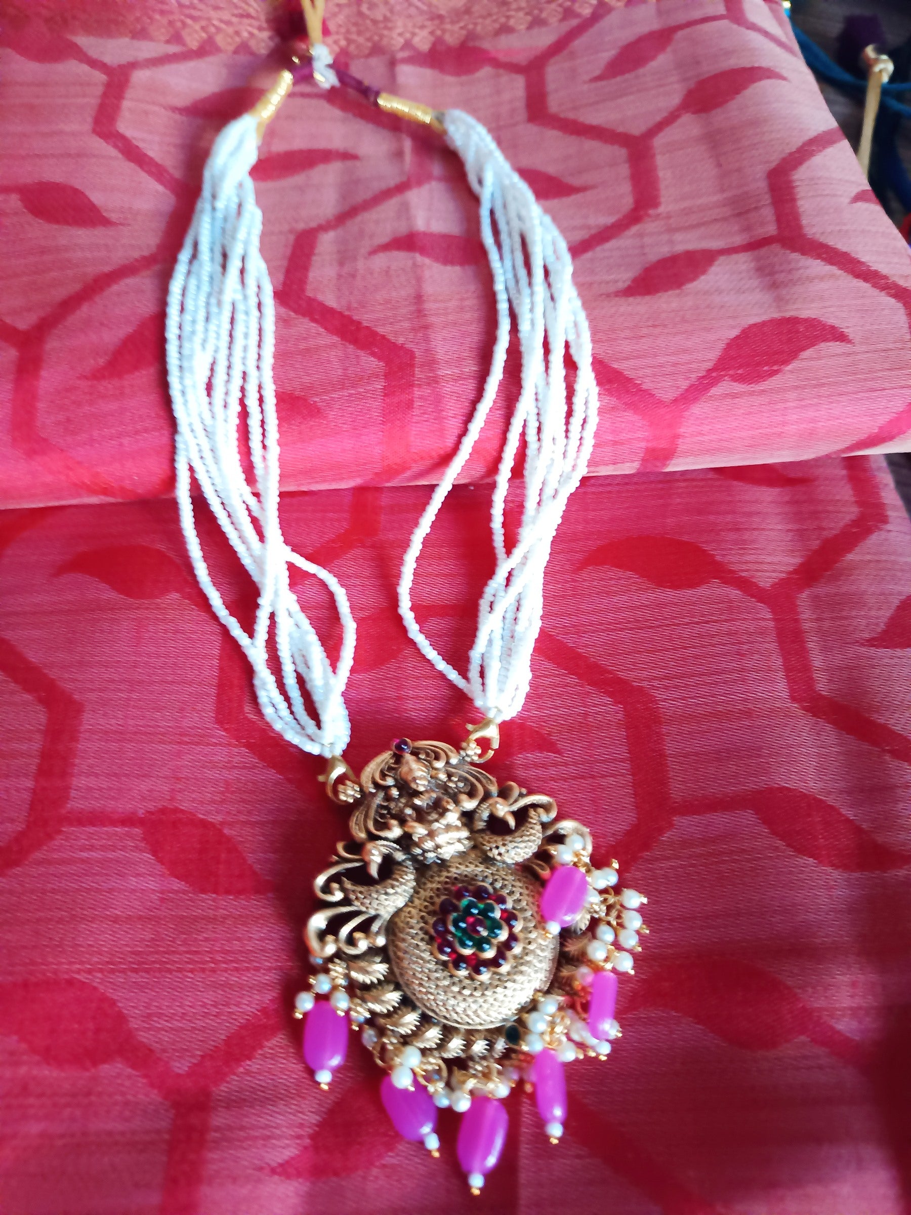 White Bead Chain with pendent