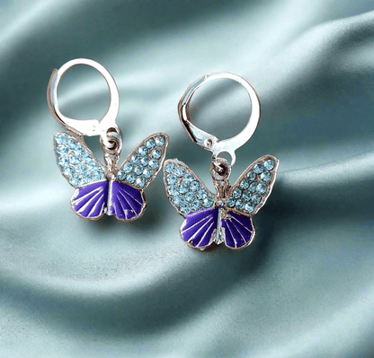 gold plated AD butterfly earrings hoop dangler
Enamel Butterfly Charms Handmade Insect Earrings
Girls college party