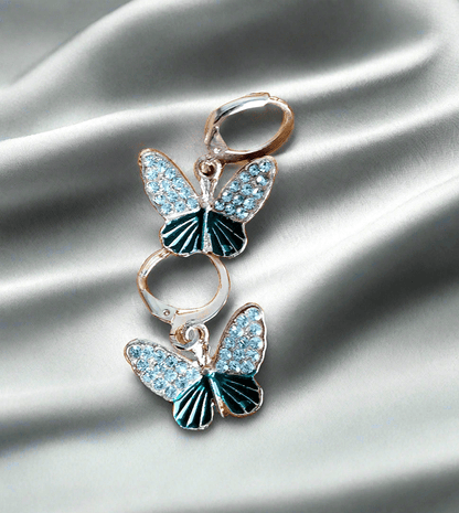 gold plated AD butterfly earrings hoop dangler
Enamel Butterfly Charms Handmade Insect Earrings
Girls college party
