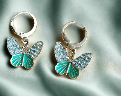 gold plated AD stonebutterfly earrings hoop dangler
Enamel Butterfly Charms Handmade Insect Earrings
Girls college party

