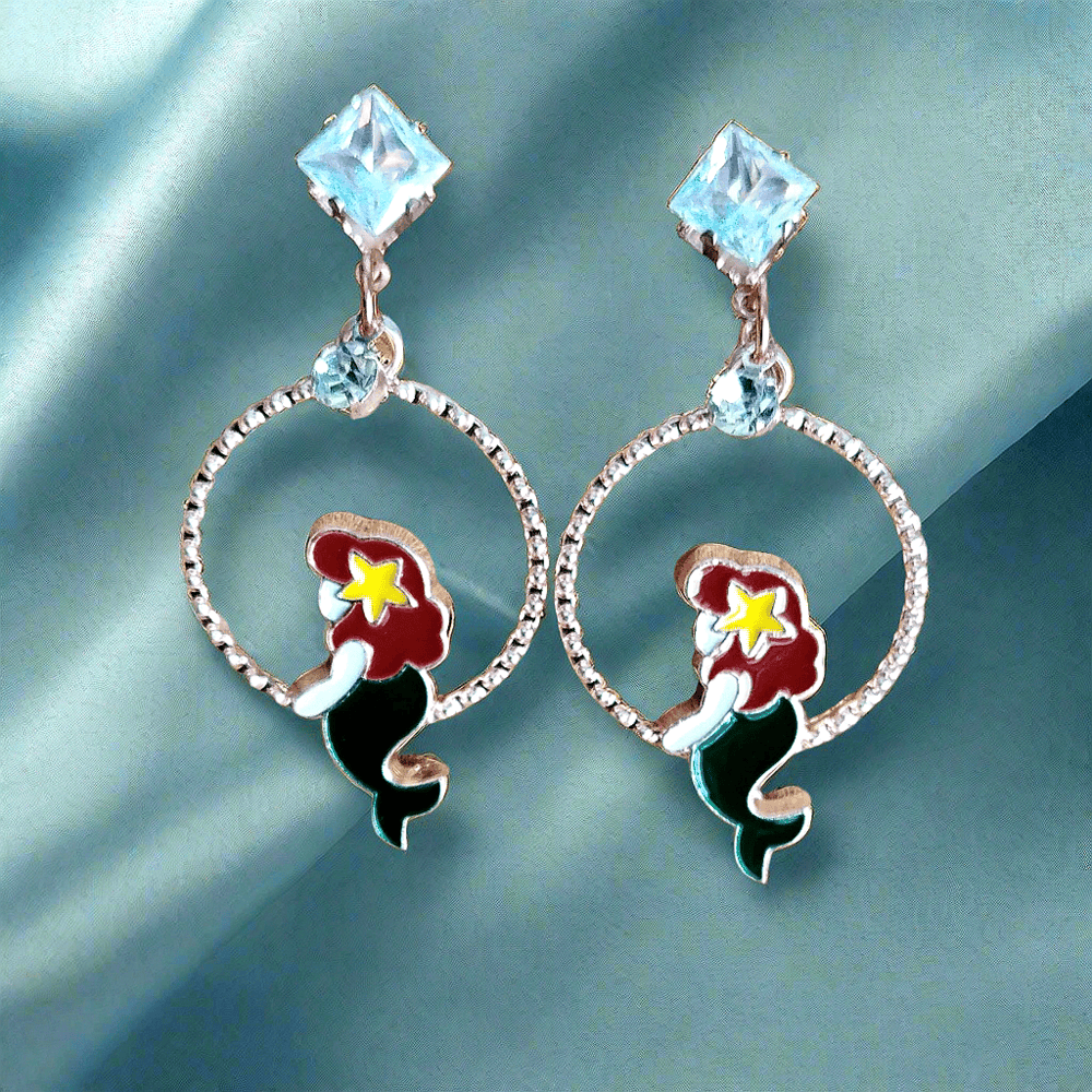 Trendy multicolor cute Mermaid earrings will make a perfect gift for your girlfriend, daughter, sister..! Trendy mermaid shiny earring with korean western stylish danglers. PunnagaiDJ