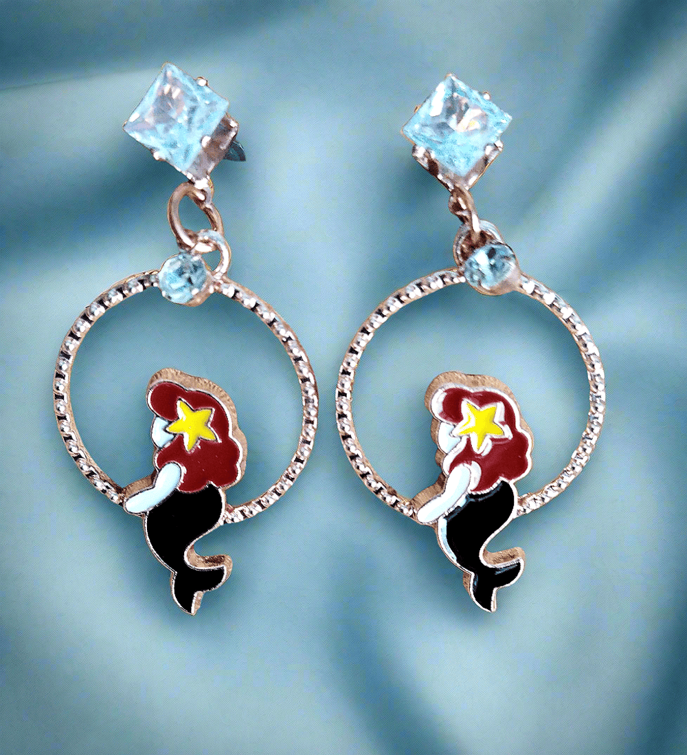 Trendy multicolor cute Mermaid earrings will make a perfect gift for your girlfriend, daughter, sister..! Trendy mermaid shiny earring with korean western stylish danglers. PunnagaiDJ