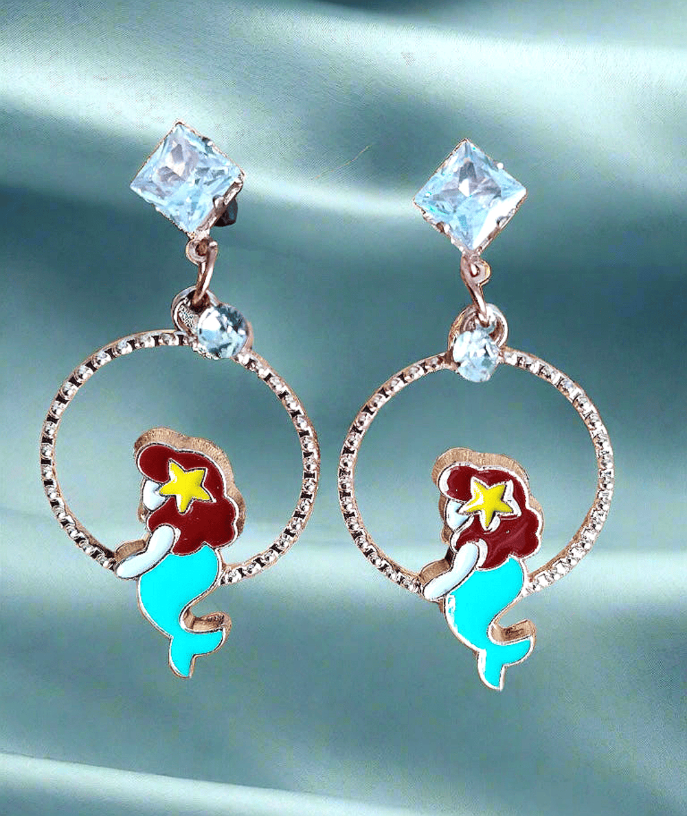 Trendy multicolor cute Mermaid earrings will make a perfect gift for your girlfriend, daughter, sister..! Trendy mermaid shiny earring with korean western stylish danglers. PunnagaiDJ