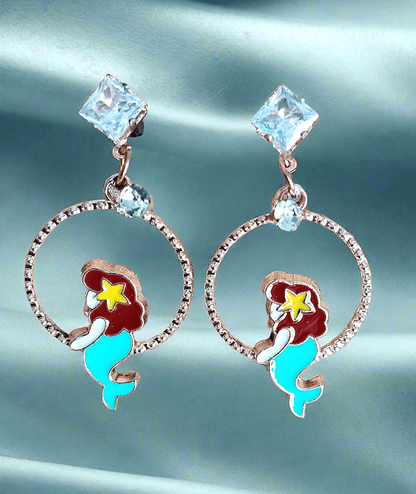 Trendy multicolor cute Mermaid earrings will make a perfect gift for your girlfriend, daughter, sister..! Trendy mermaid shiny earring with korean western stylish danglers. PunnagaiDJ