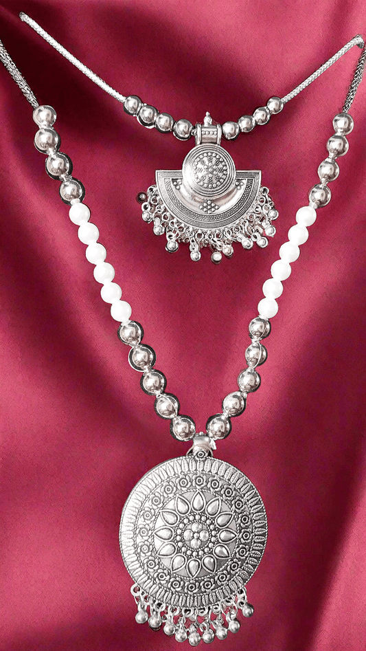 best quality oxidised jewellery necklace chain white pearl casual college evening fun
oxidised jewellery long Bohemian necklace multi-color beads
Lightweight Silver Pendant Necklace Handcrafted Minimalist