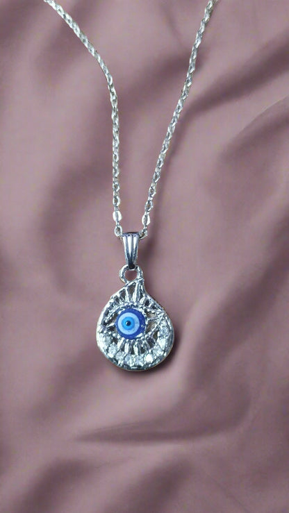 evileye Necklace for Women Summer Necklace Boho Necklace Silver chain Necklace Chunky pendent Necklace Floral Jewelry Accessories Romantic Gifts for Women Girls Trendy Stuff
