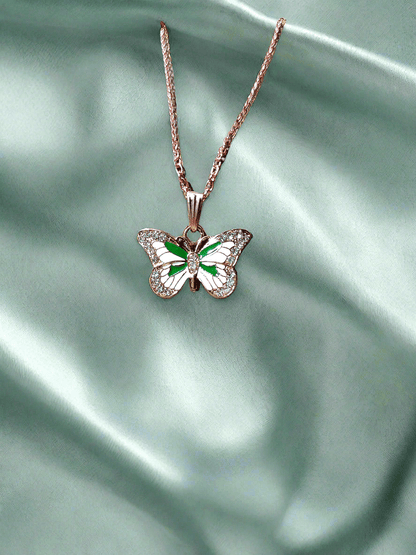 gold plated AD stone butterfly rose gold chains
Enamel Butterfly Charms Handmade Insect neck chains
Girls college party

