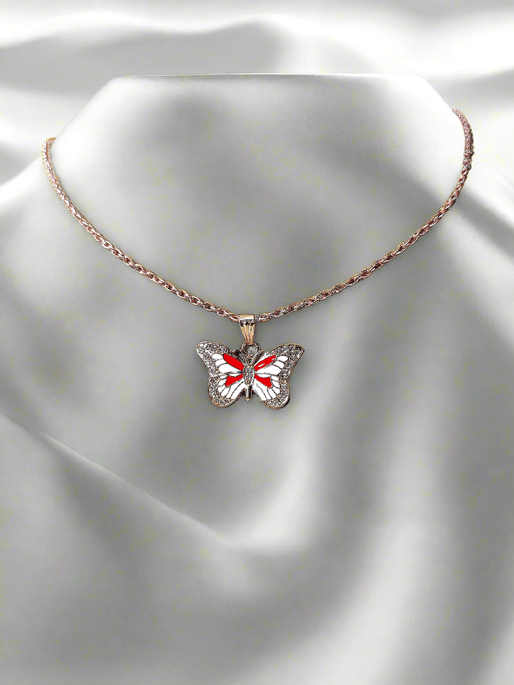 gold plated AD stone butterfly rose gold chains
Enamel Butterfly Charms Handmade Insect neck chains
Girls college party