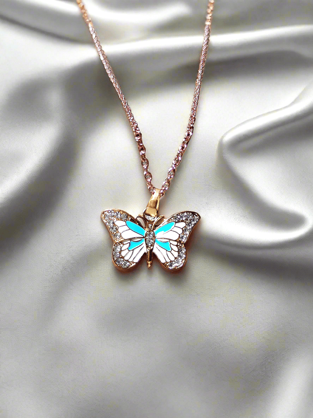 gold plated AD stone butterfly rose gold chains
Enamel Butterfly Charms Handmade Insect neck chains
Girls college party