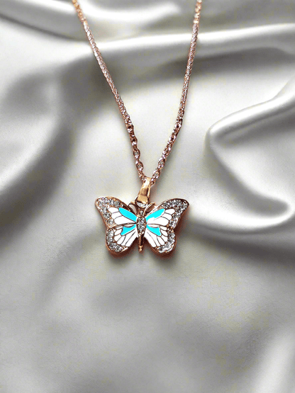 gold plated AD stone butterfly rose gold chains
Enamel Butterfly Charms Handmade Insect neck chains
Girls college party