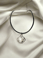 Elegant gold pendent on black nylon chain. trendy fahionable for ollege, office and kids