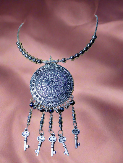 best quality oxidised jewellery necklace casual college evening fun
oxidised jewellery long necklace 
Lightweight Bohemian Silver Pendant Necklace Handcrafted Minimalist
