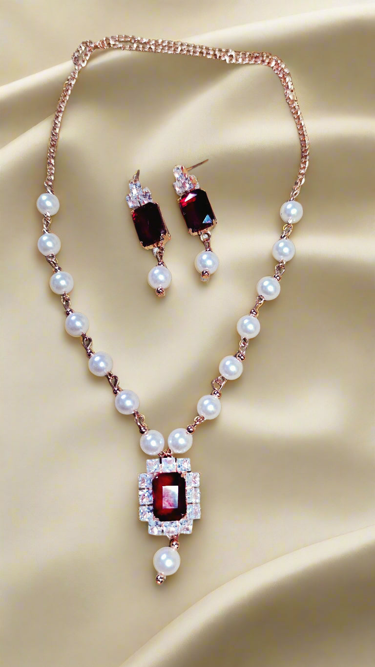 Pearl necklace set
American diamond Necklace set