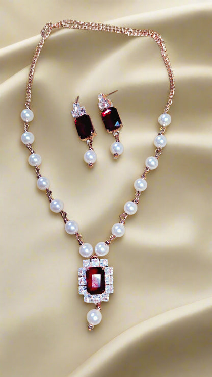 Pearl necklace set
American diamond Necklace set