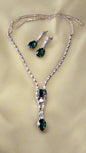 Stylish Rose Gold-Plated Big green emerald stone Chain set