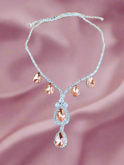 Alluring  Rhodium plated American diamond Necklace set