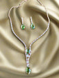 Stylish Rose Gold-Plated Big green emerald stone Chain set