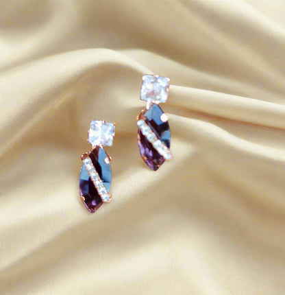 Stylish Rose Gold-Plated amethyst purple stone Chain set