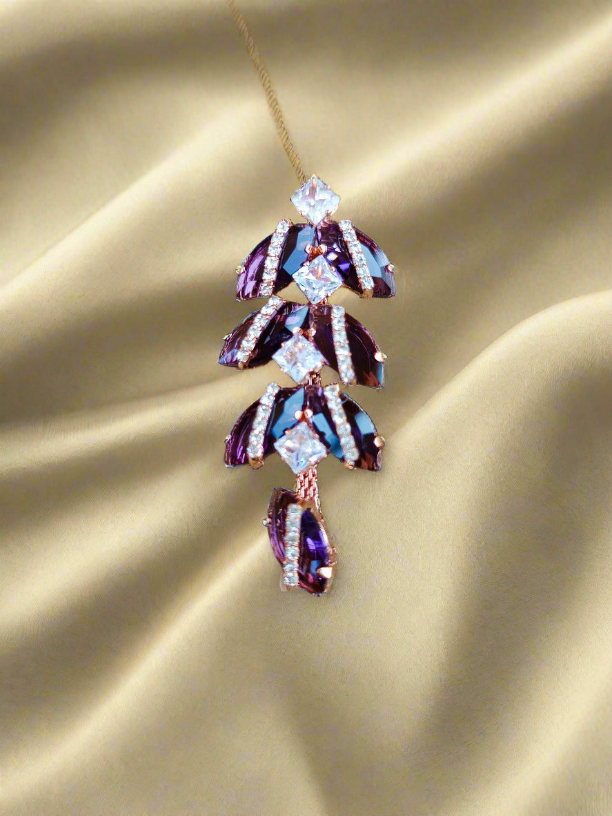 Stylish Rose Gold-Plated amethyst purple stone Chain set