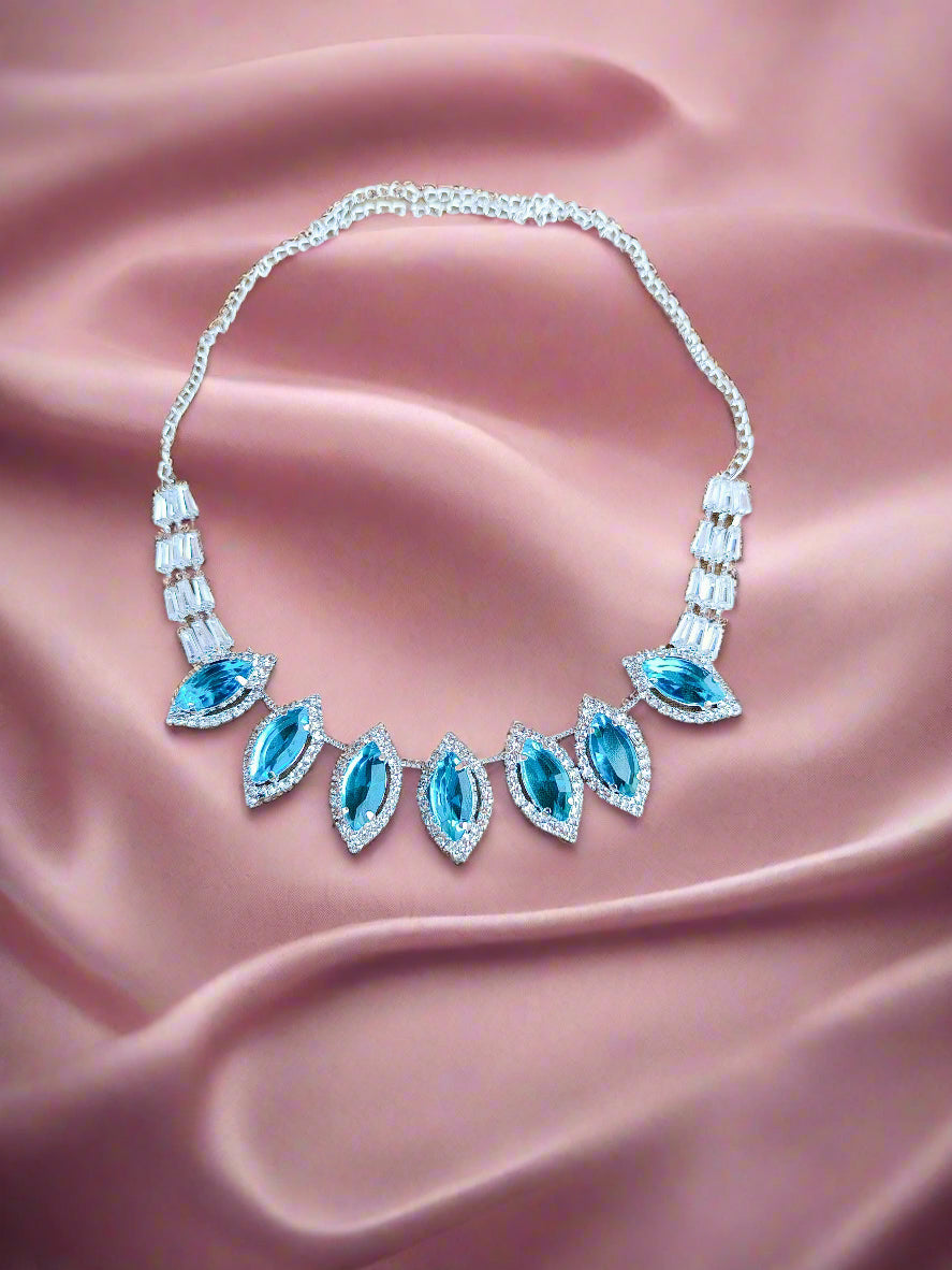 Enchanting Rhodium plated American diamond Necklace set