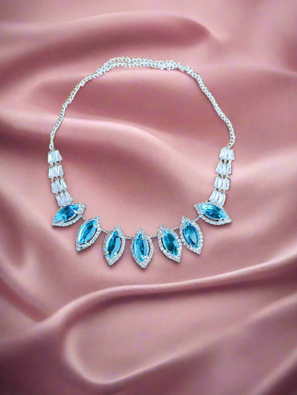 Enchanting Rhodium plated American diamond Necklace set